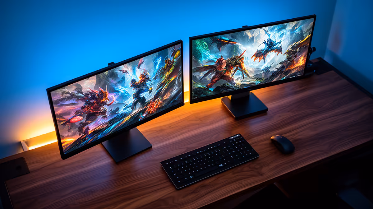 A Dual-monitor Setup for Gaming or for Family Use
