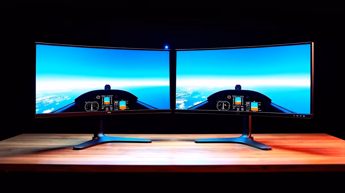 A Dual-monitor Setup for Gaming or for Flight Simulation:
