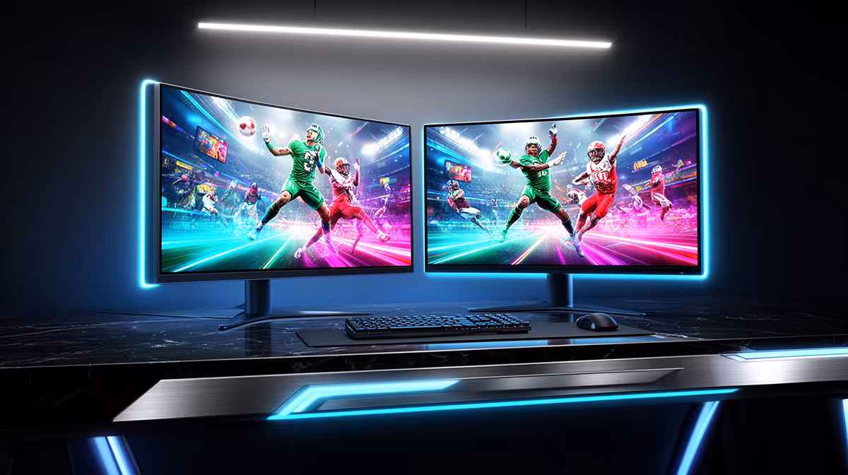 A Dual-monitor Setup for Gaming or for Watching Rugby
