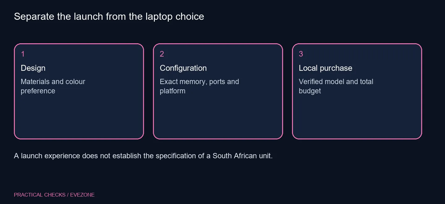 Separate the launch from the laptop choice