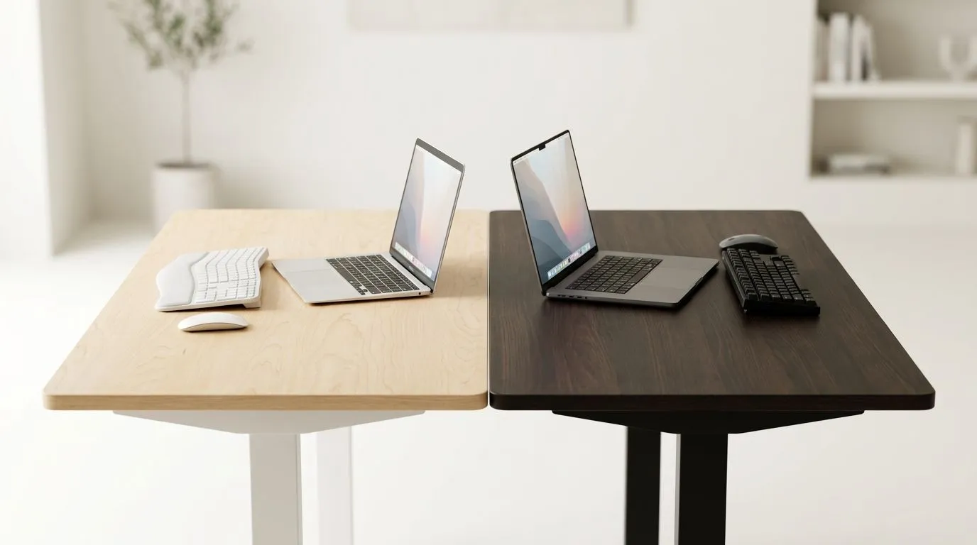 Choose the best desk surface for bright minimal rooms