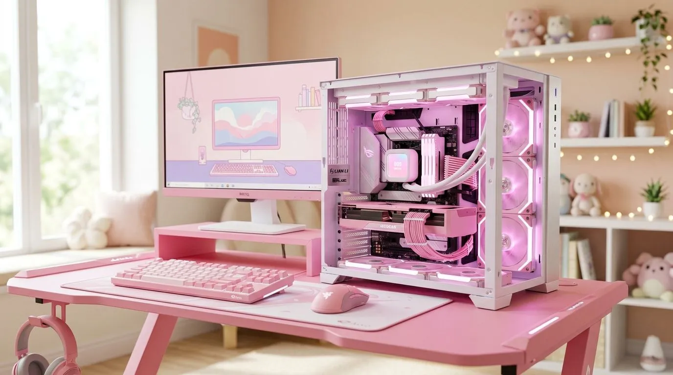 Pastel pink desk build: gear that matches
