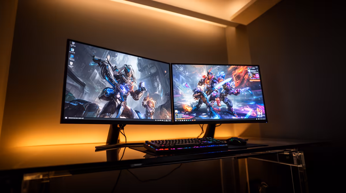 Mini-LED Monitor Really Cope with a Tidy Two-screen Desk