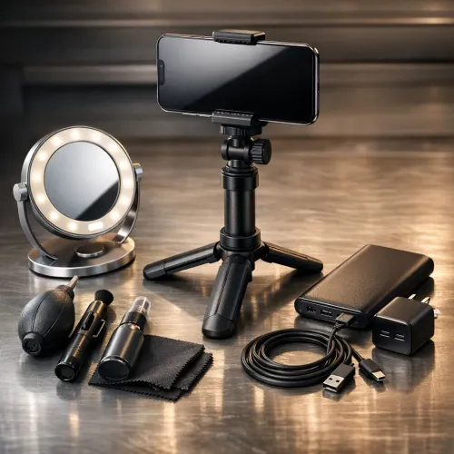 Content Creator Mobile Kit Basics: Stand, Mirror, Cleaning, Charging