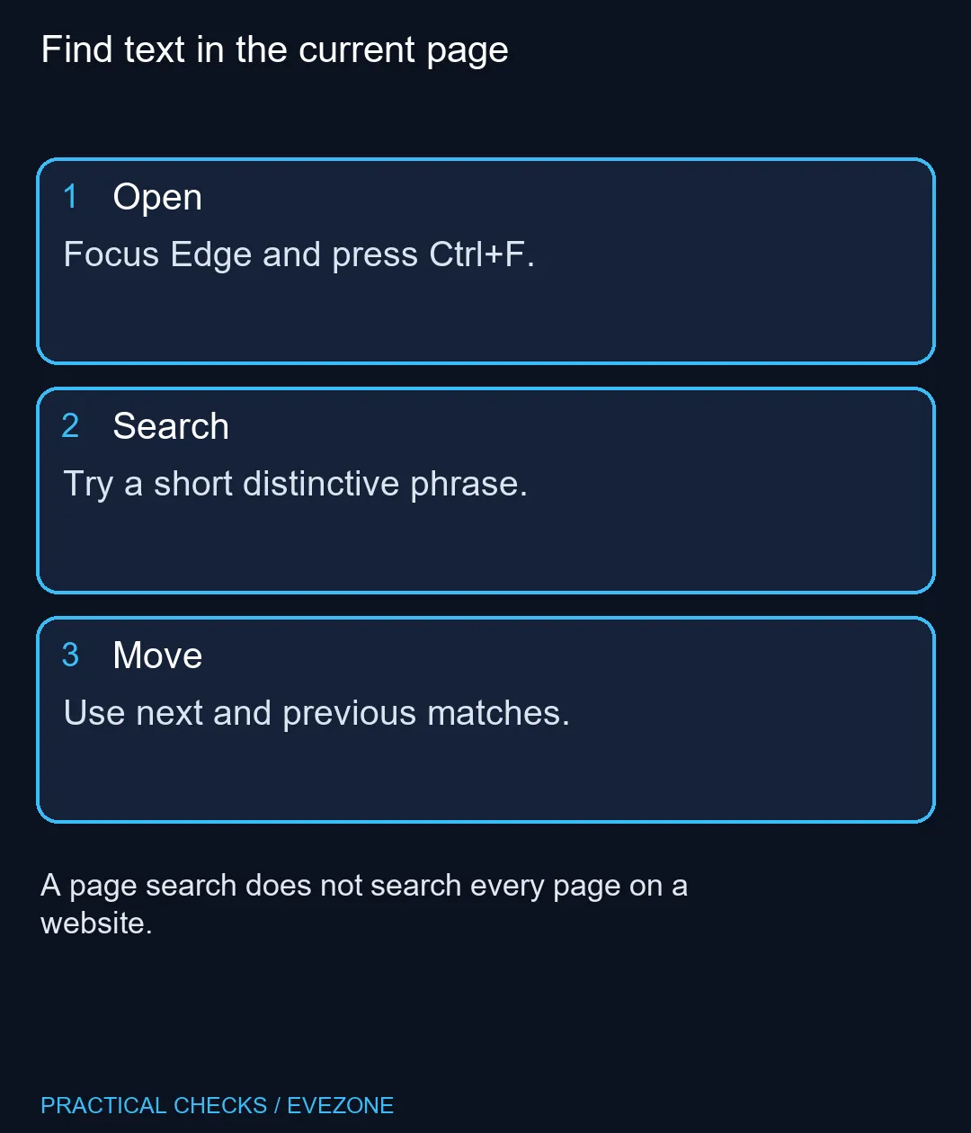 Find text in the current page