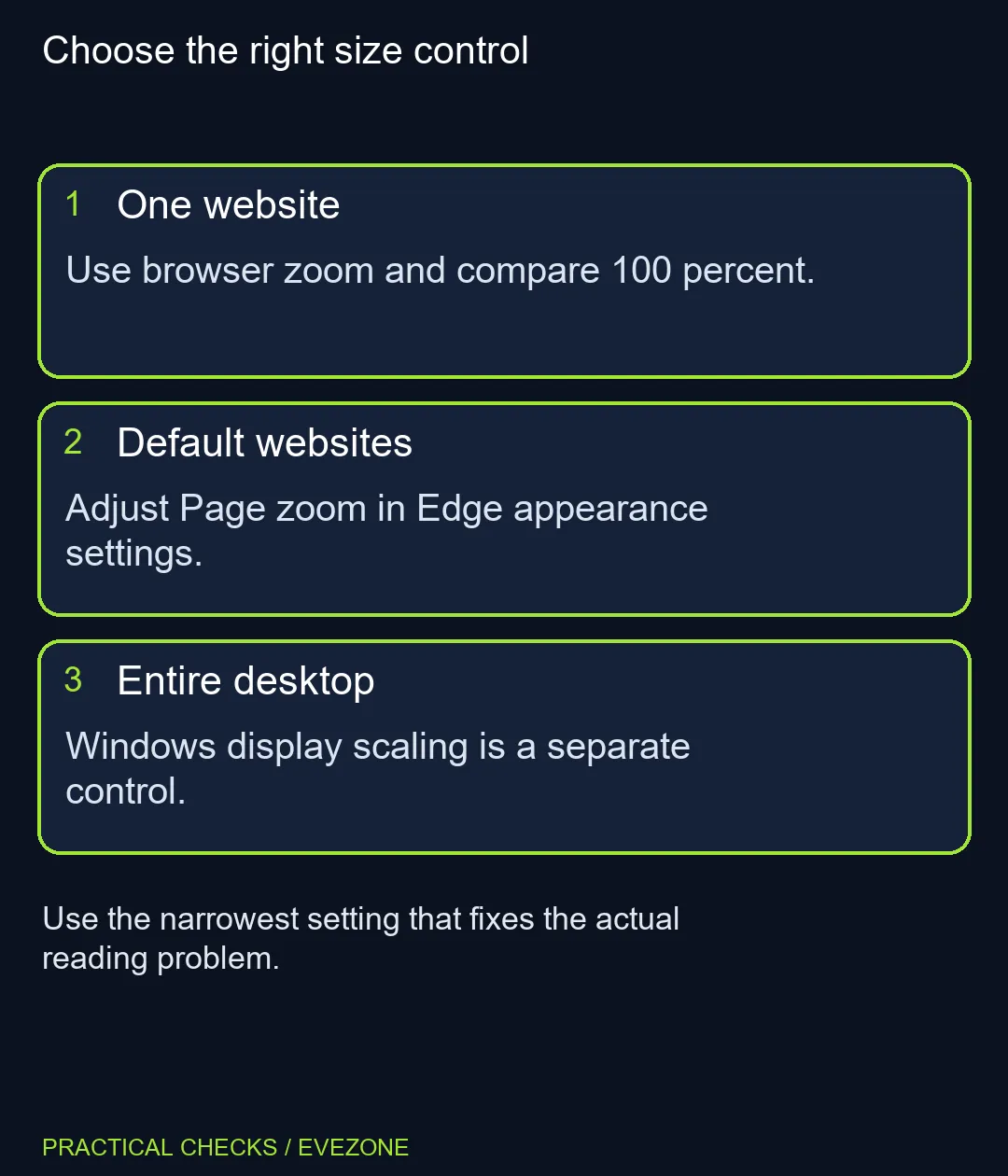 Choose the right size control