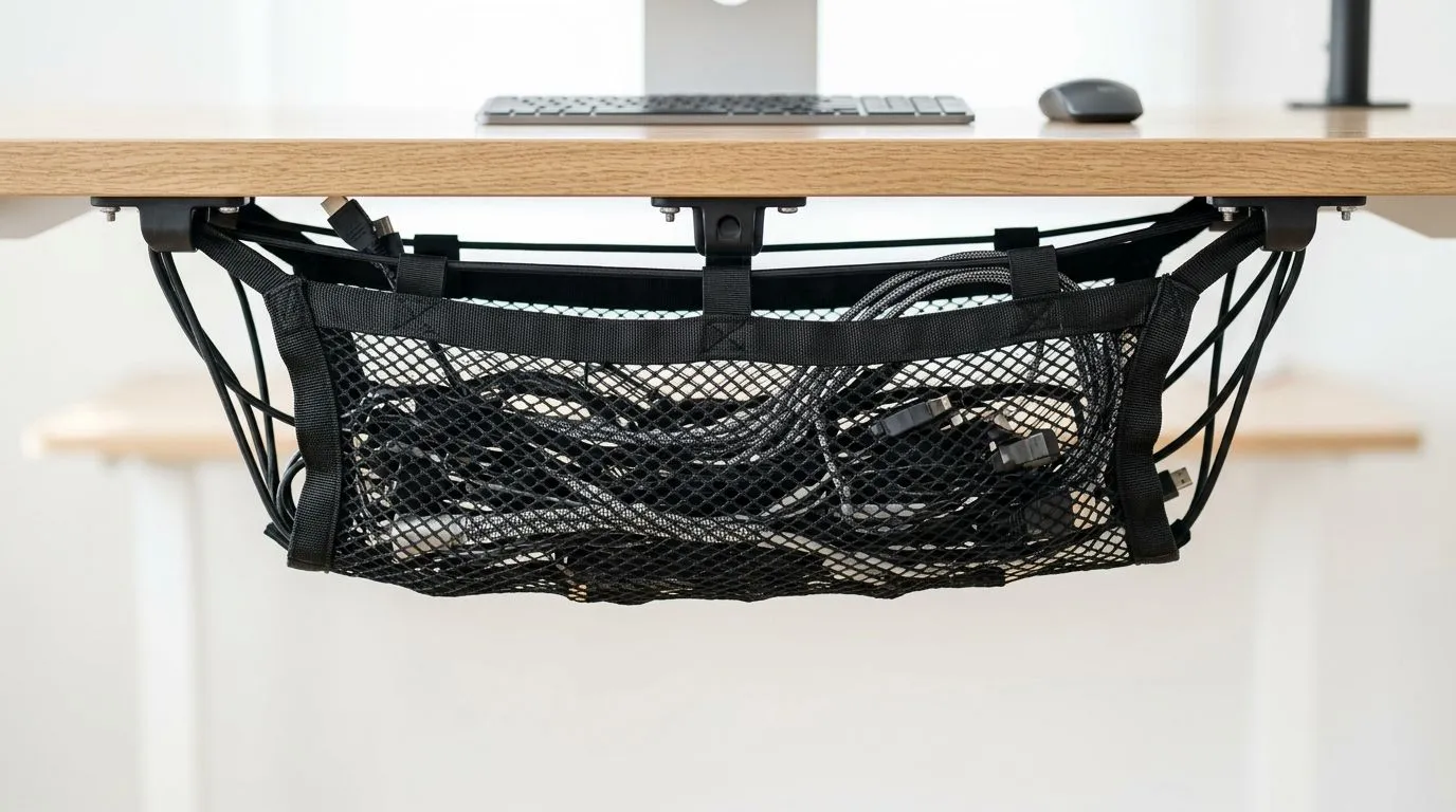 Keep desktop cables tidy with a net