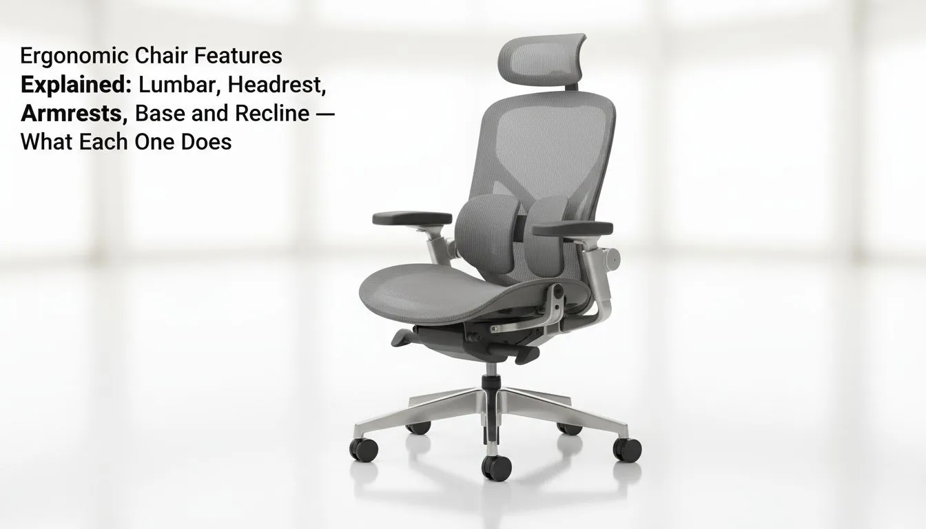 Lumbar, Headrest, Armrests, Base, Recline
