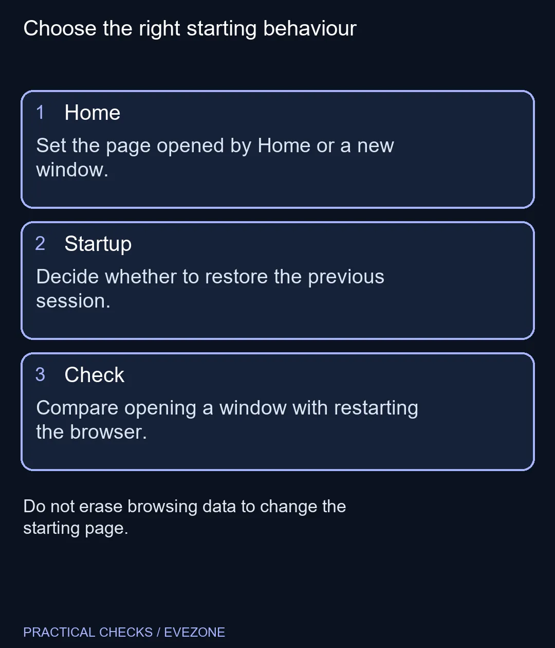 Choose the right starting behaviour