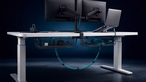 How Do Dual Cable Baskets Keep a Multi-Device Desk Setup Tidy?