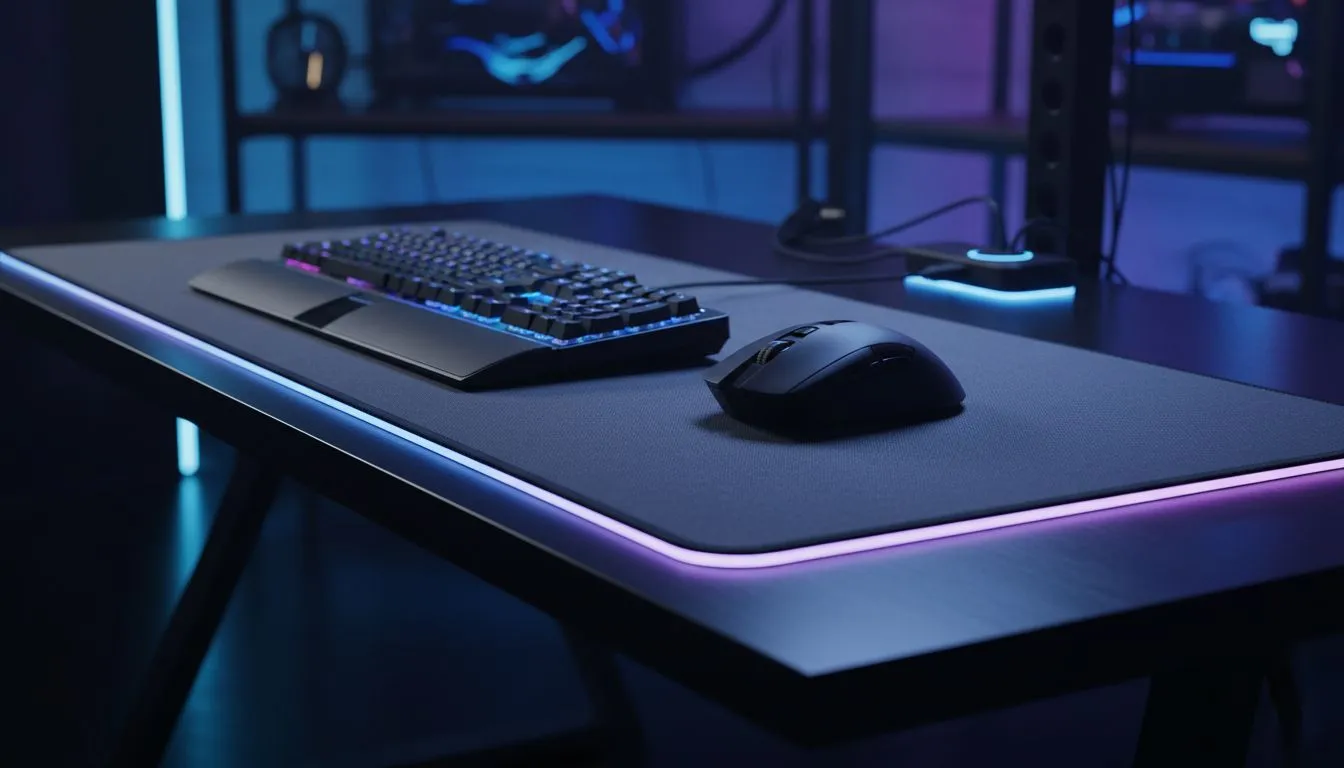 Desk Organisation with Extended Mousepads
