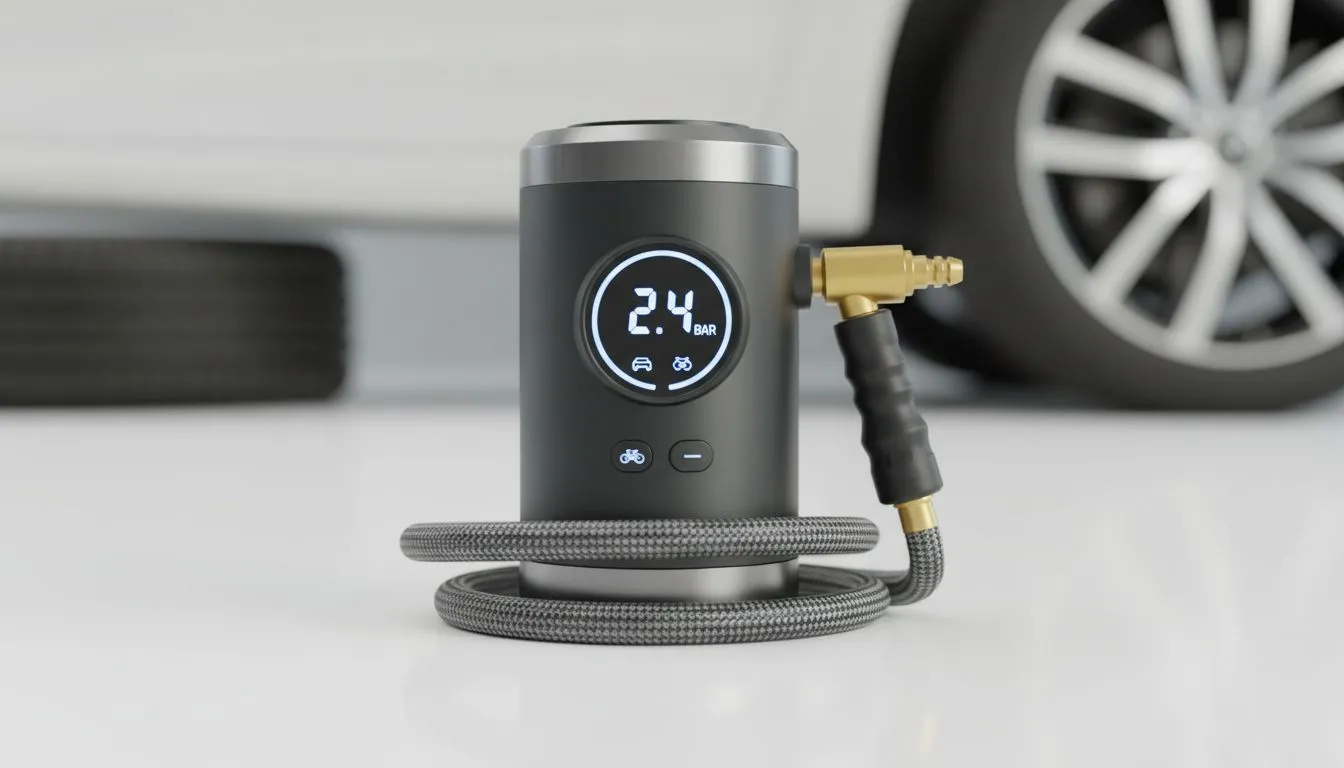 Inflate tyres safely with a portable compressor