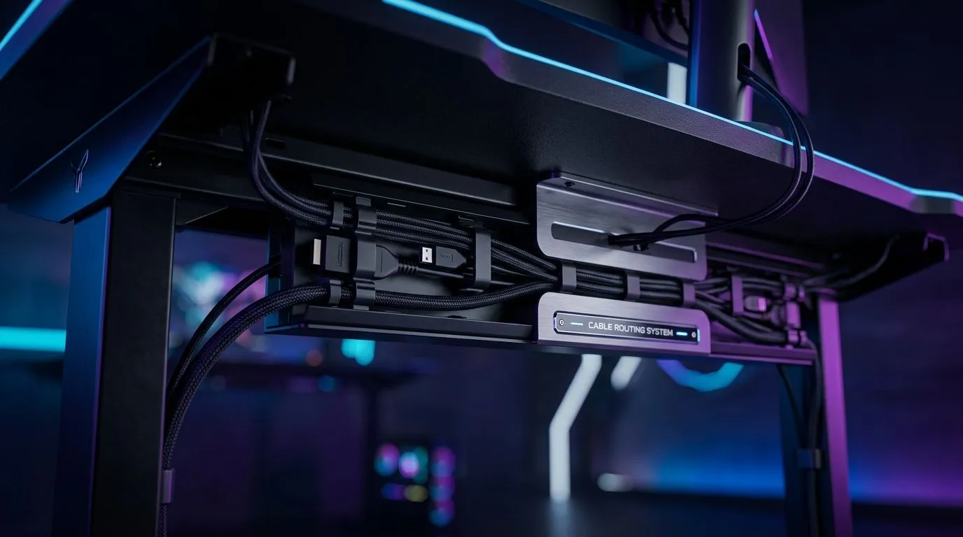 Clean cable routing with built-in desk channels