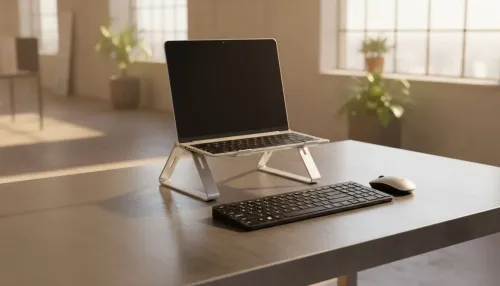 Folding Laptop Stand Posture: Setup with External Keyboard & Mouse