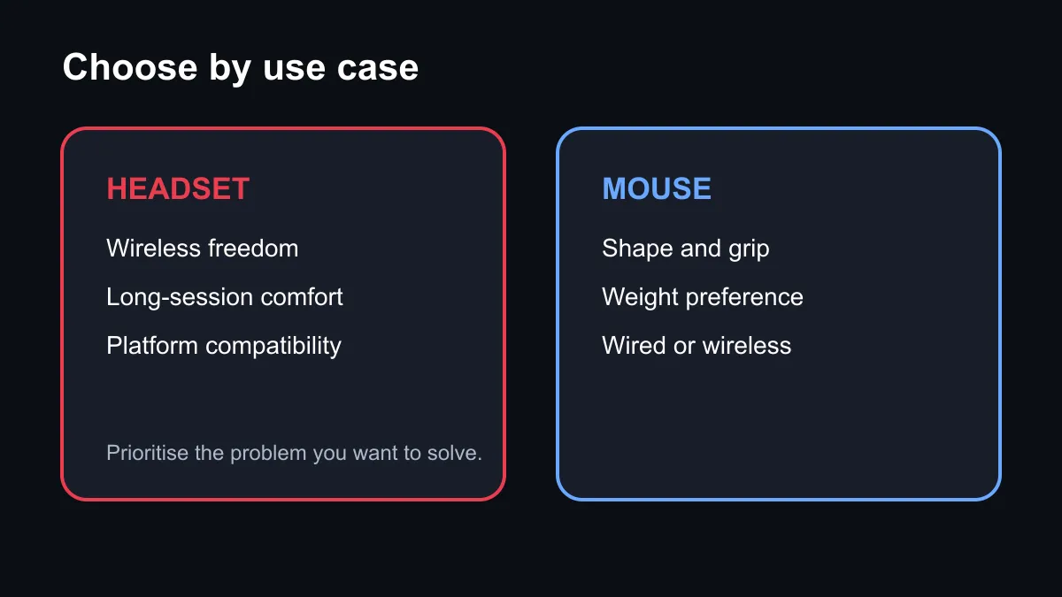 Comparison of the Cloud Alpha Air headset and Pulsefire Haste 3 Pro mouse buying checks.