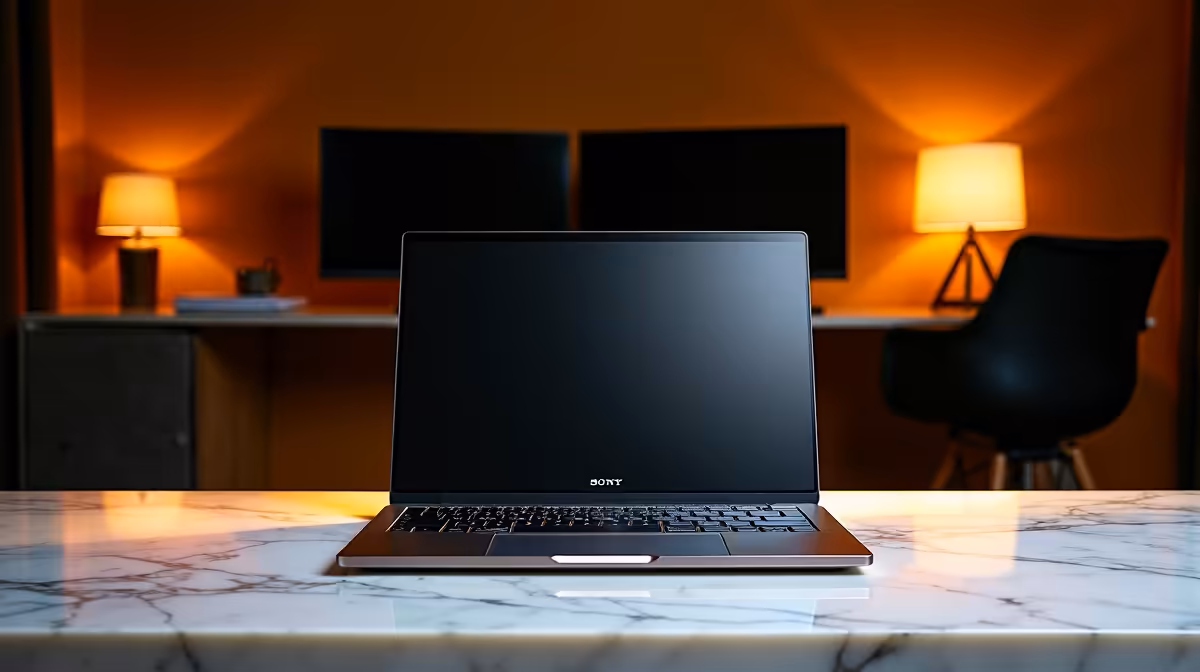 Business Laptop Enough for a Tidy Two-screen Desk in South