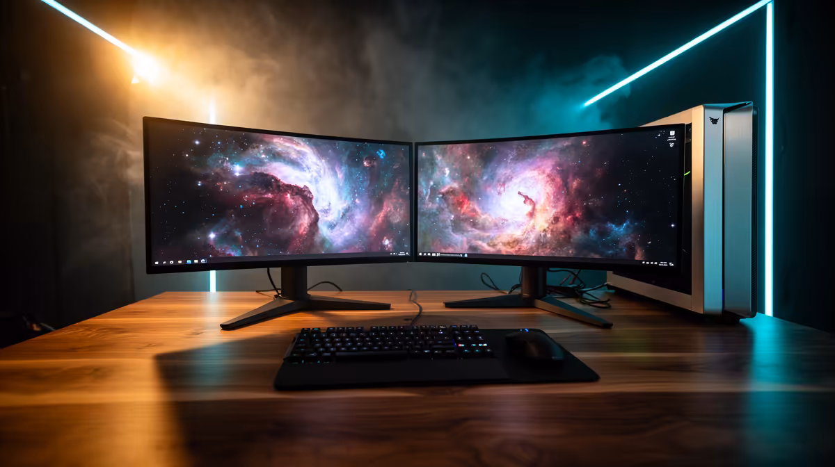 Curved Monitor Worth It for a Tidy Two-screen Desk