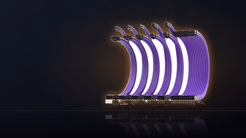Layering three sleeved GPU leads without blocking the card support bracket