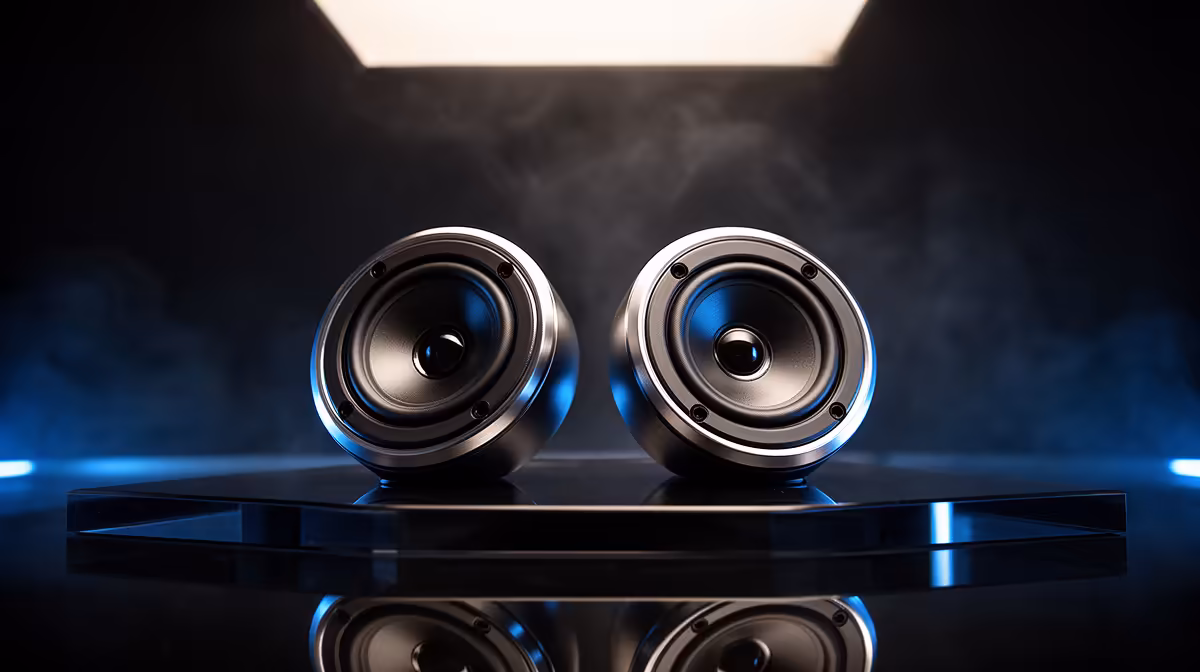 Loud Distinctive Chime Speakers vs: image, audio and room