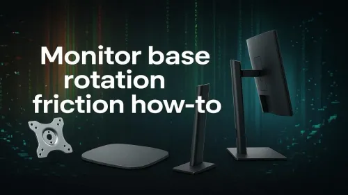 Monitor base rotation friction adjustment guide