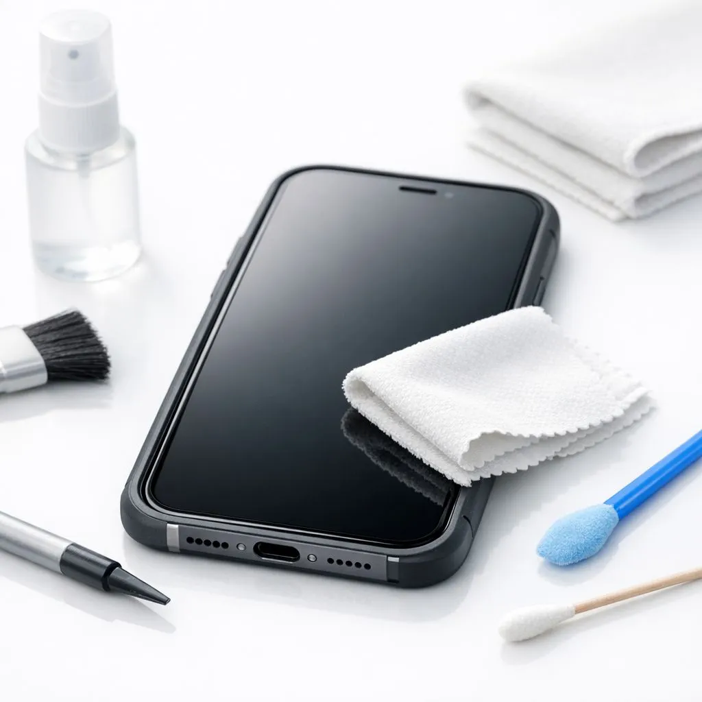 Phone cleaning: Screen, Ports, Case