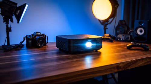 Portable Projectors for streamers: audio, camera, lighting and encoding