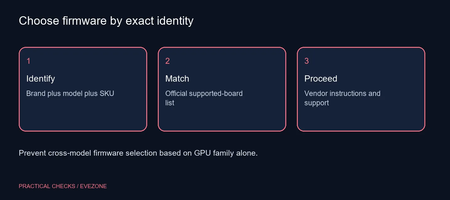 Choose firmware by exact identity