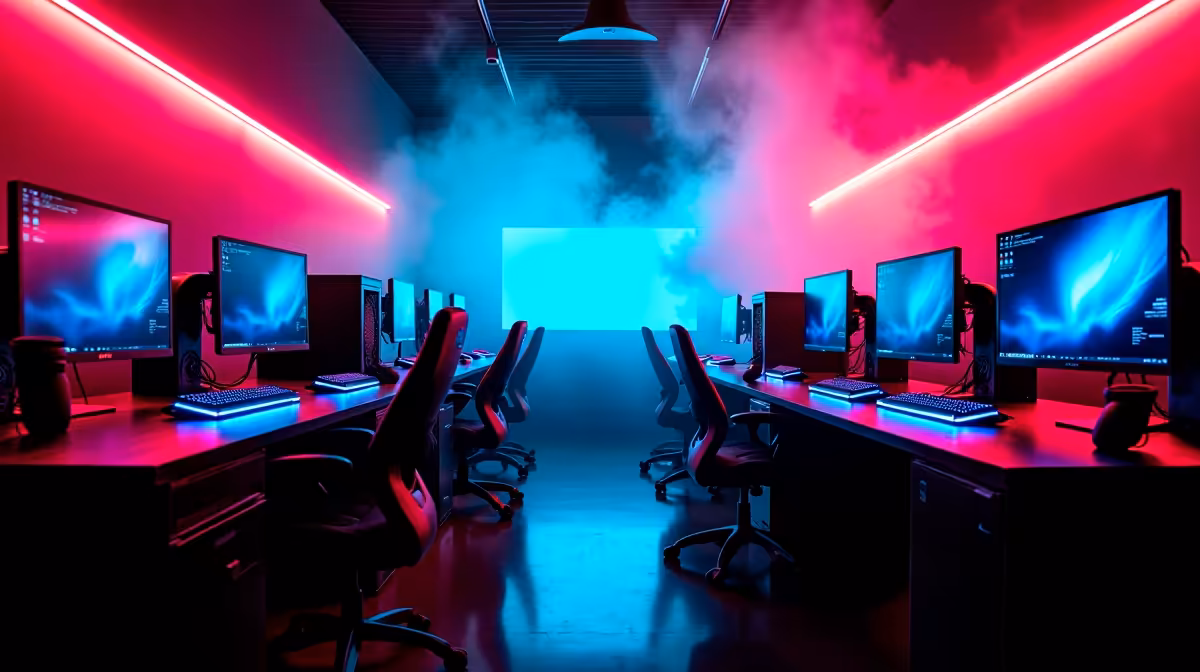 Res-room gaming setup at NWU build plan