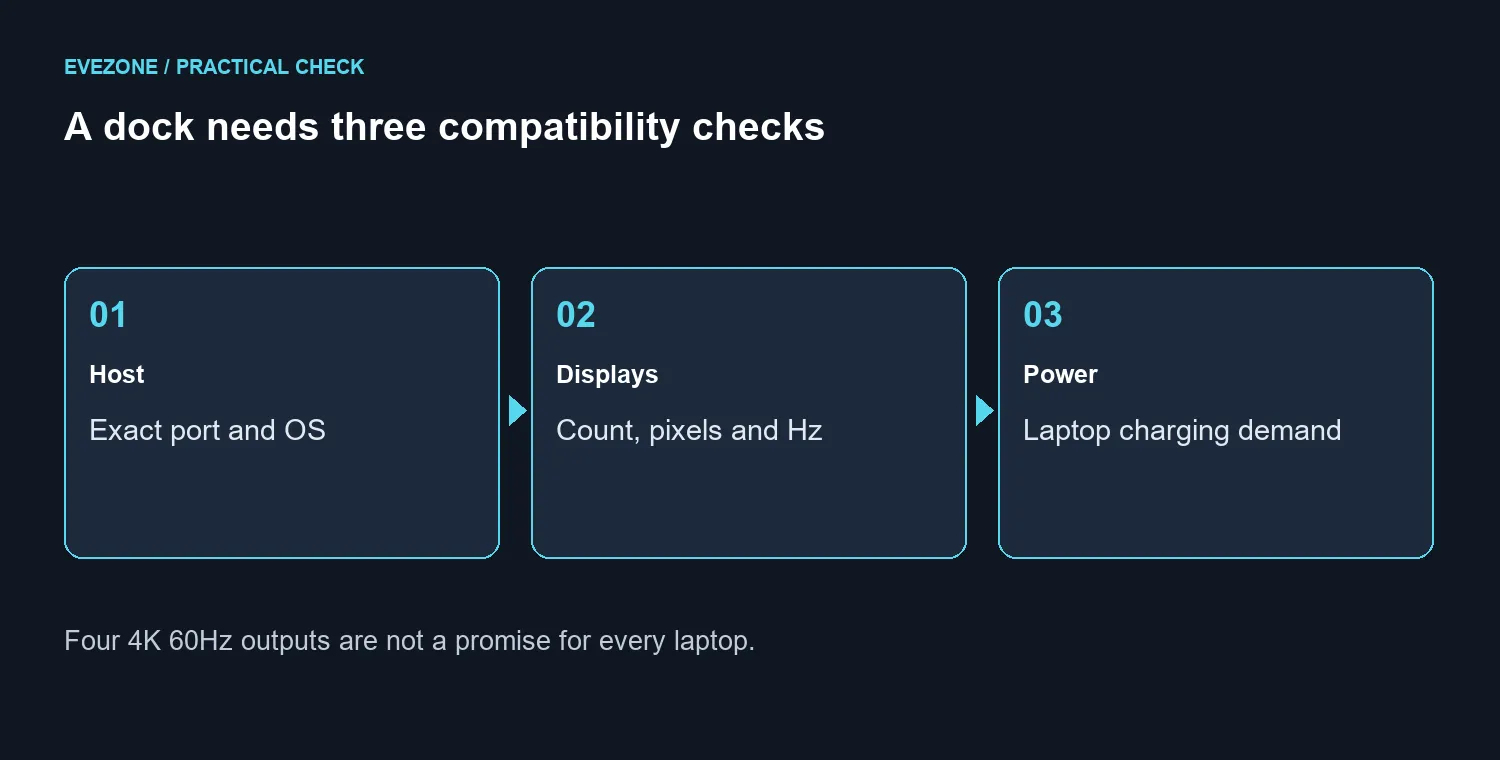 A dock needs three compatibility checks