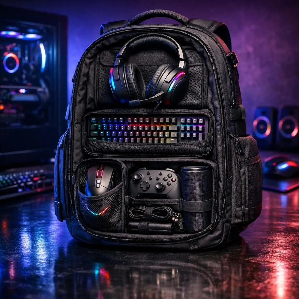 Organize headset, cables, and gear in one backpack