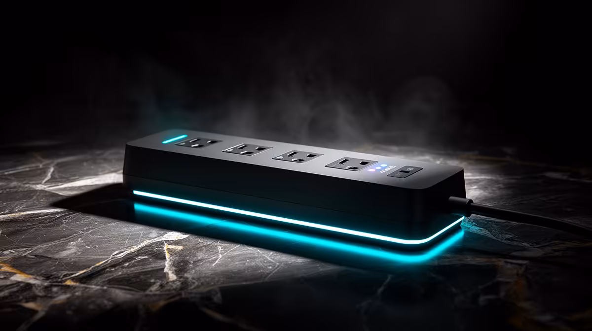 Surge-protected Power Strip for Video Calls and Teams