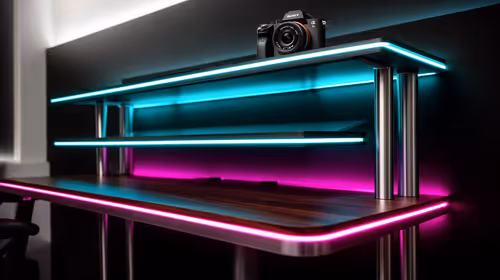 Three-tier gaming desk plan for campus residence rooms: budget, balanced