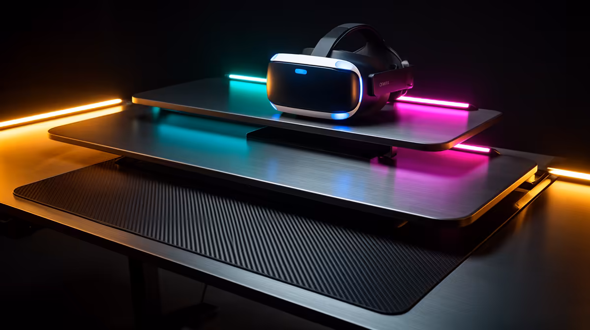 Three-tier gaming desk plan for VR gaming buying signals