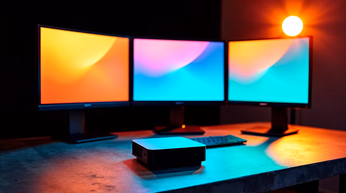 Triple Monitors, Tiny Desk