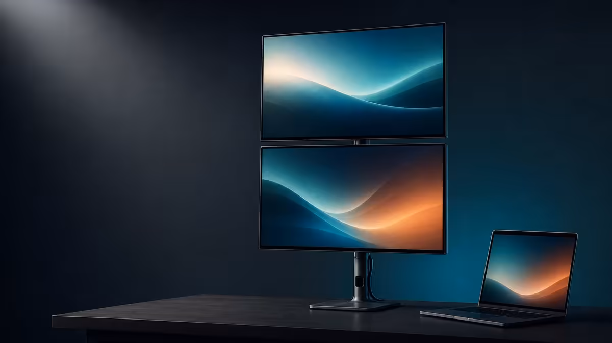 Centre two screens to trade width for height and focus