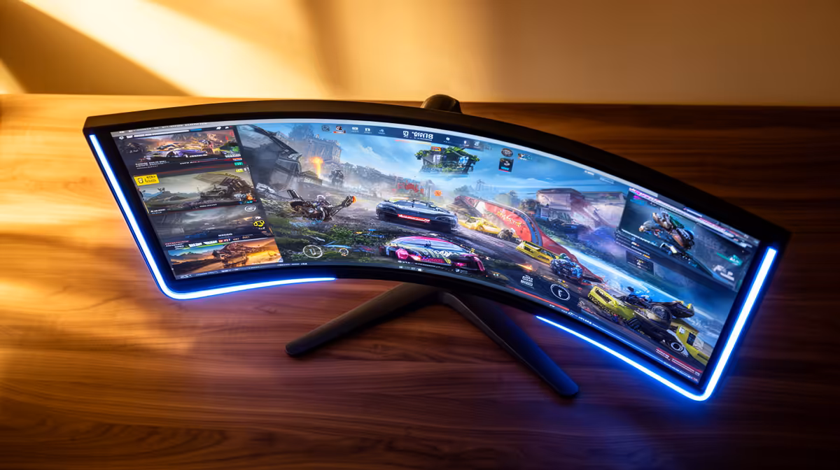 Curved Monitor Handle Playing Apex Legends in SA