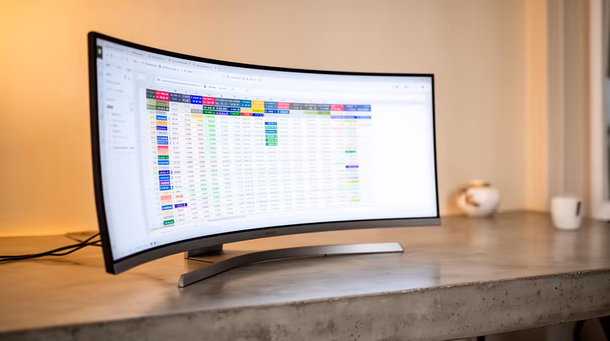 Curved Monitor Handle Running Pastel and Excel in SA