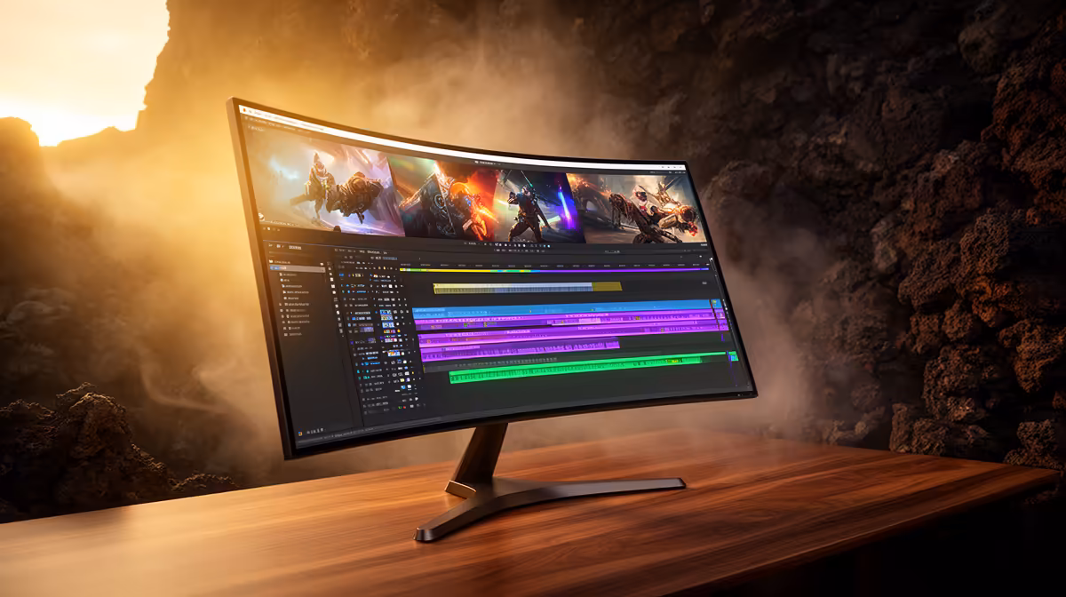 Curved Monitor Handle Running Premiere Pro in SA