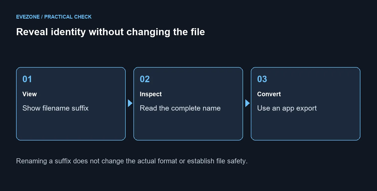 Reveal identity without changing the file