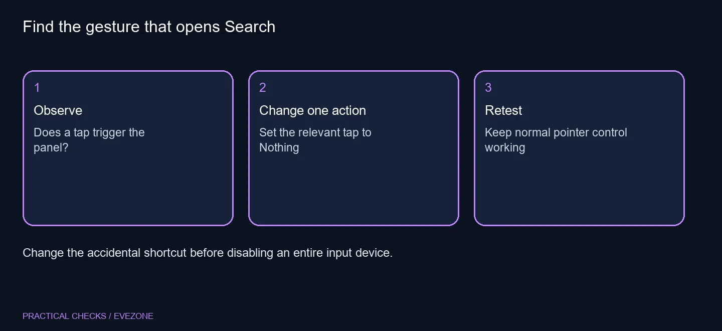 Find the gesture that opens Search