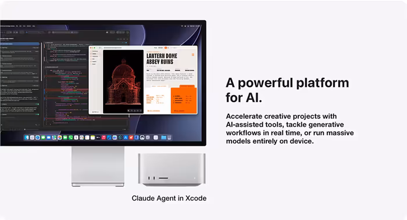 Mac Studio with a display running a coding app