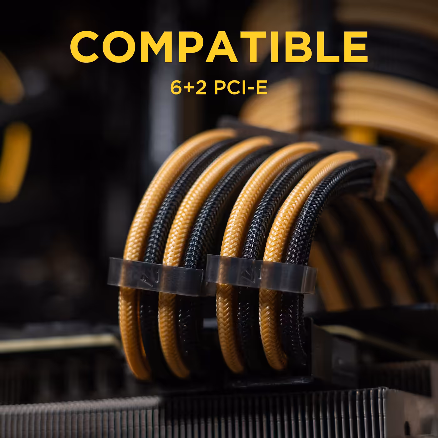 AsiaHorse 4-piece sleeved cable kit black gold - Made for Your Graphics Card