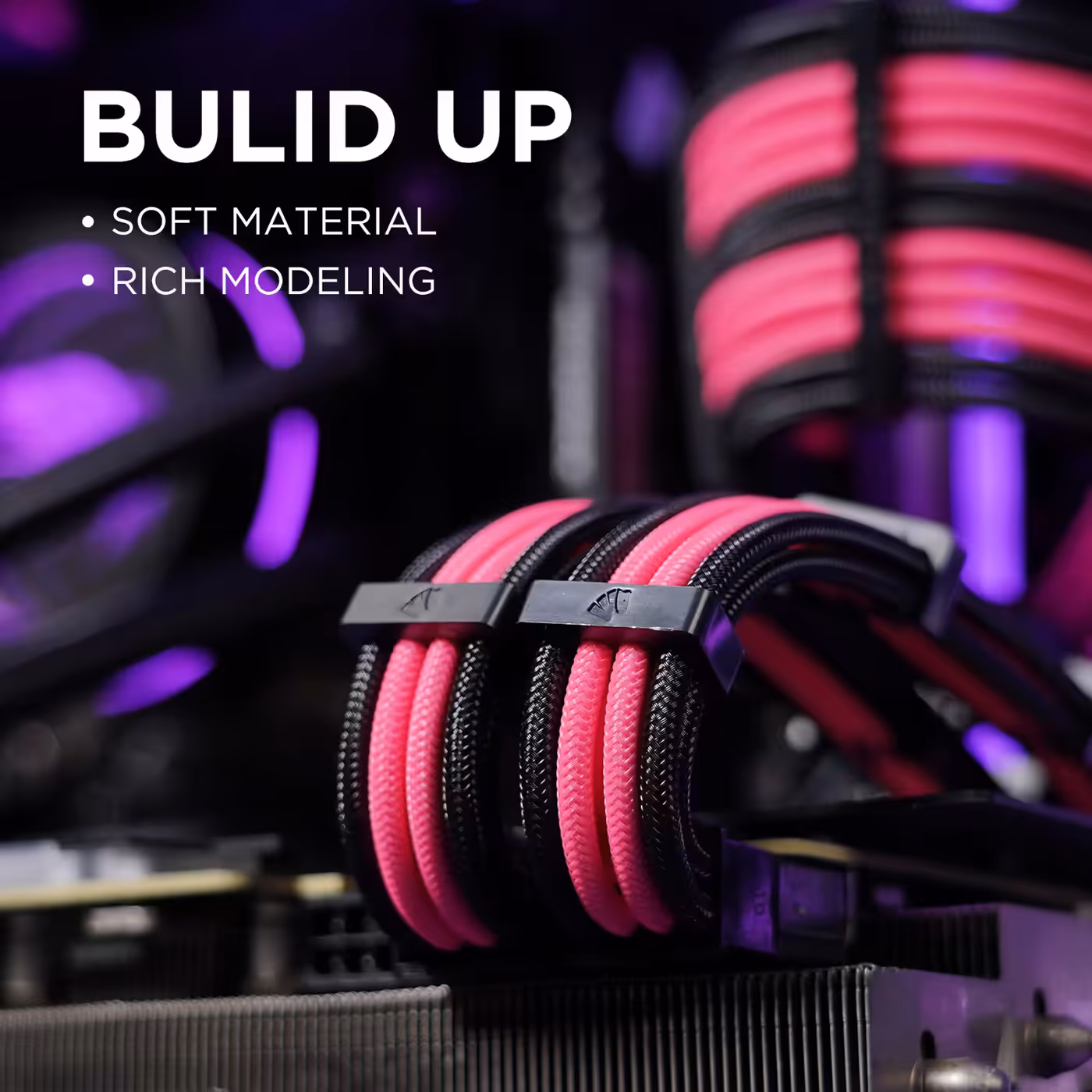 AsiaHorse 4-piece sleeved cable kit black pink - Soft Braid, Tough Core