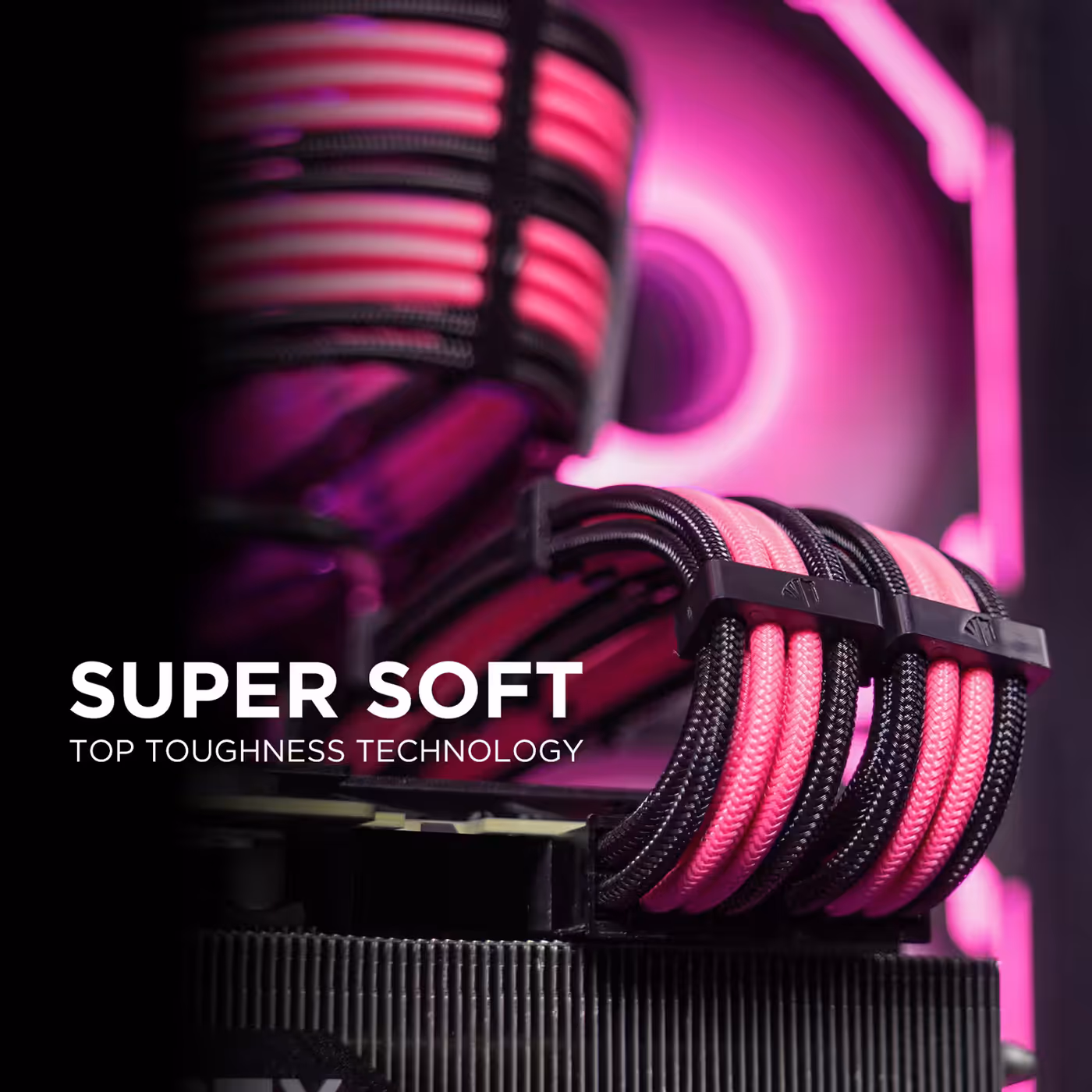 AsiaHorse 4-piece sleeved cable kit black pink - Made for Your Graphics Card