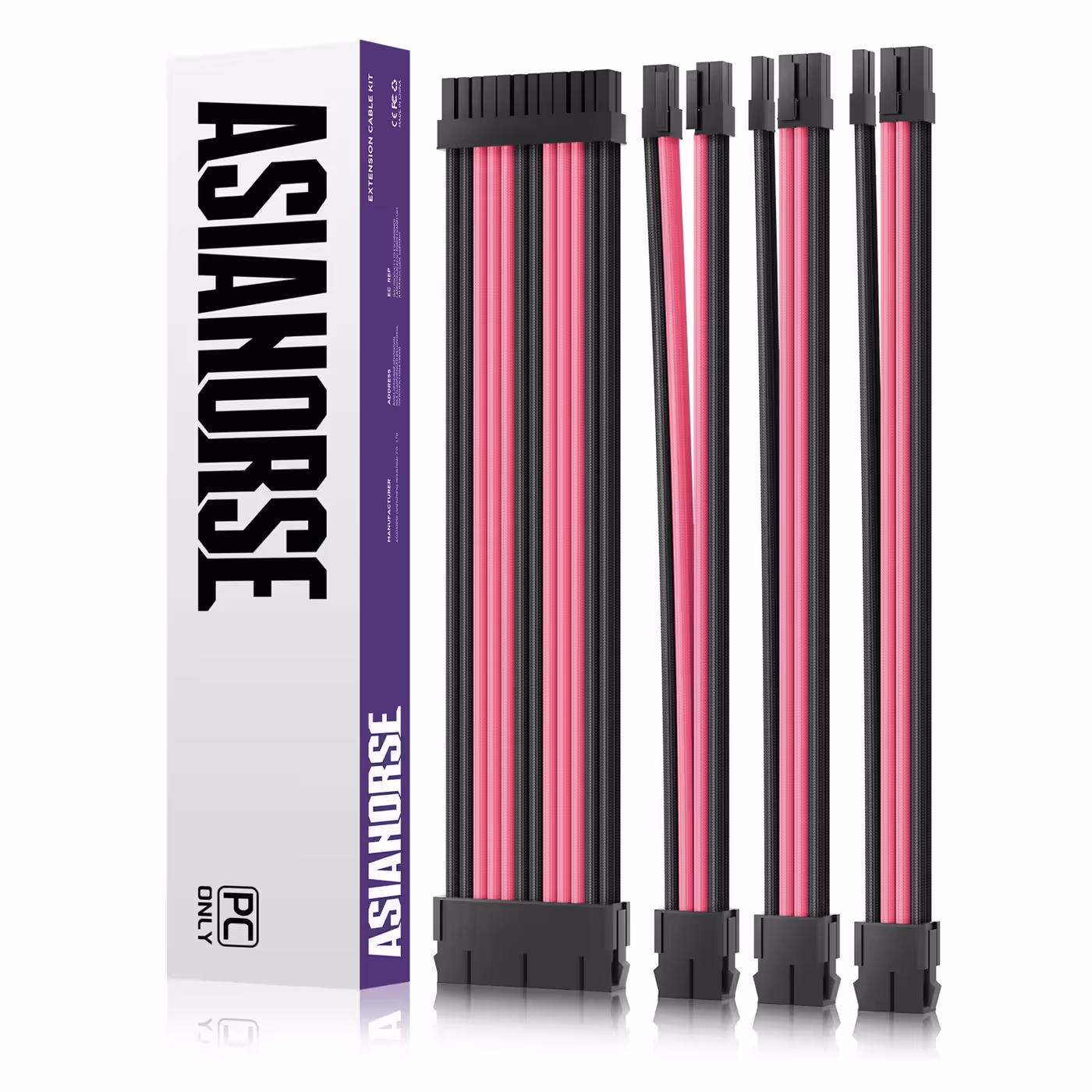 AsiaHorse 4-piece sleeved cable kit black pink - The Sleeved Cable Kit for Showpiece Builds