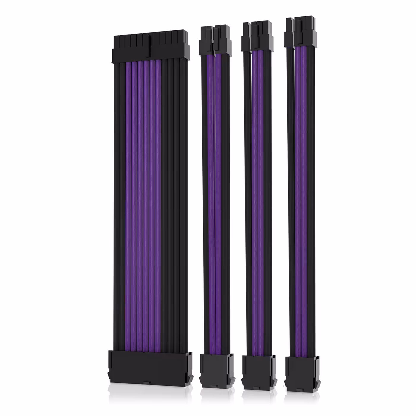 AsiaHorse 4-Piece Sleeved PSU Extension Cable Kit Black & Purple - Black and Purple, Four Runs