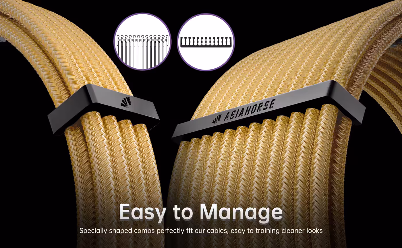 AsiaHorse 4-piece sleeved cable kit gold - Soft Braid, Tough Core
