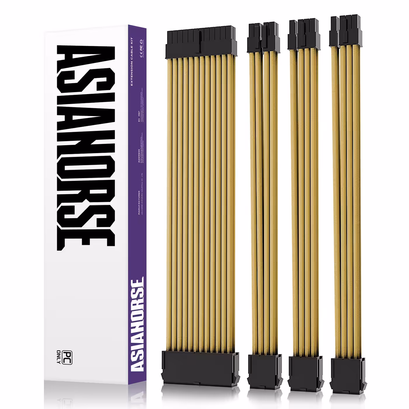 AsiaHorse 4-piece sleeved cable kit gold - The Sleeved Cable Kit for Showpiece Builds