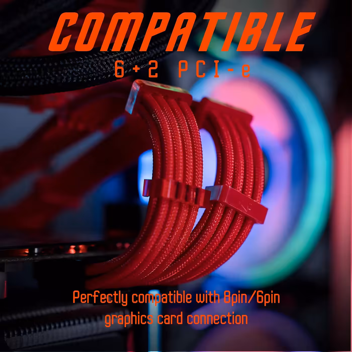 AsiaHorse 4-piece sleeved cable kit red - Made for Your Graphics Card