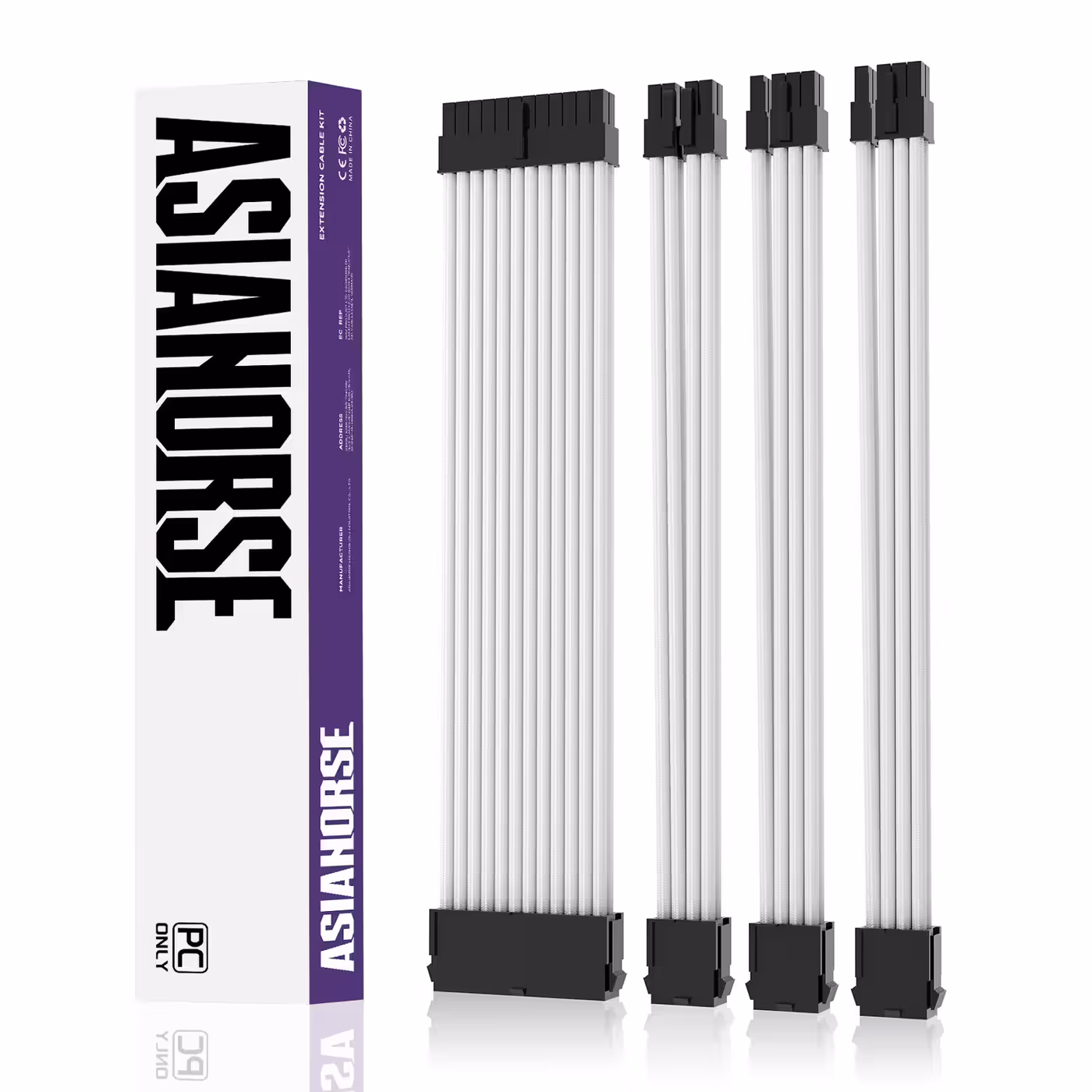 AsiaHorse 4-piece sleeved cable kit white - The Sleeved Cable Kit for Showpiece Builds